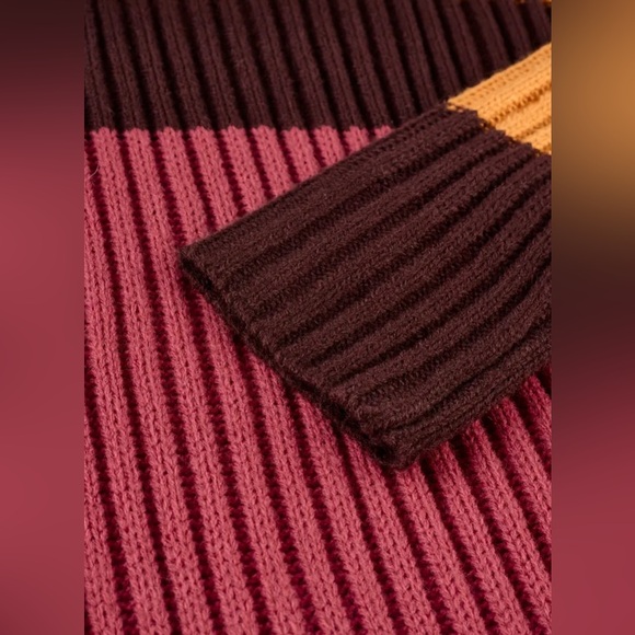 Striped Multicolor Sweater Knit Dress High Neck New Boutique - Picture 5 of 6